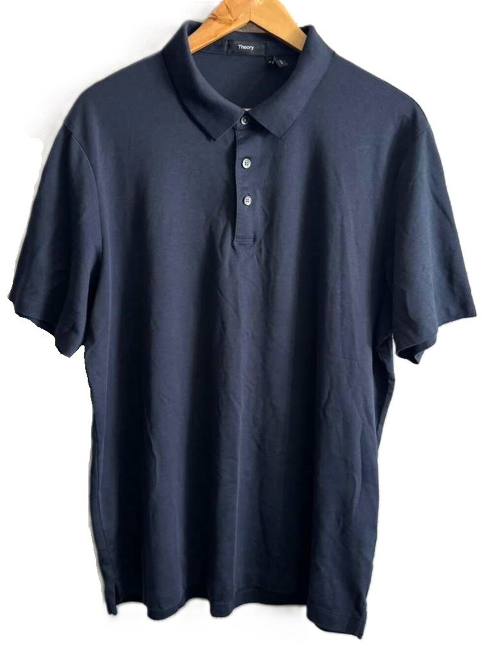 Theory Urban Pique Polo Men Button Placket Performance Golf Preppy Navy Blue XL